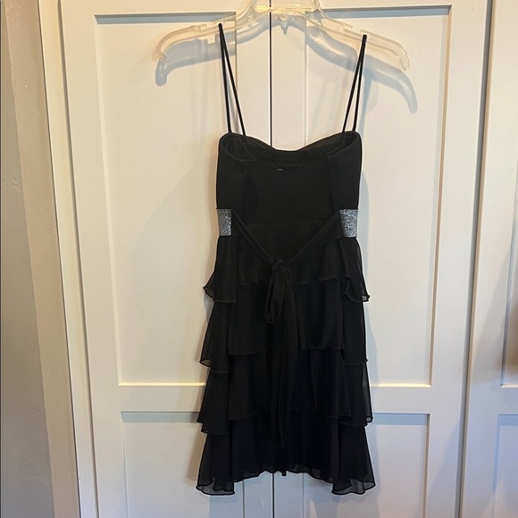 Sweet Storm Black Tiered Mini Dress with Silver Band - Picture 6 of 8